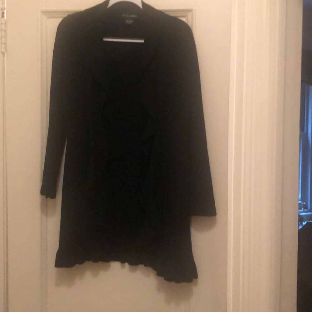 Sutton Cashmere ruffle front cardigan